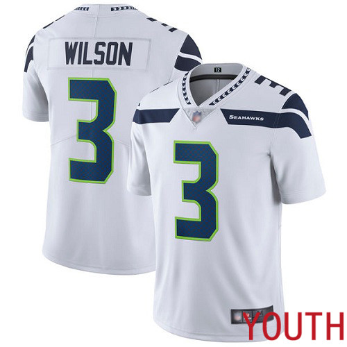 Seattle Seahawks Limited White Youth Russell Wilson Road Jersey NFL Football #3 Vapor Untouchable